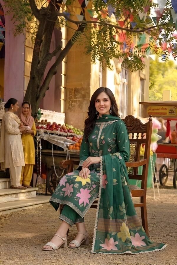 ANEELAS-Lawn Unstitched Embroidered Suit With Digital Printed Dupatta
