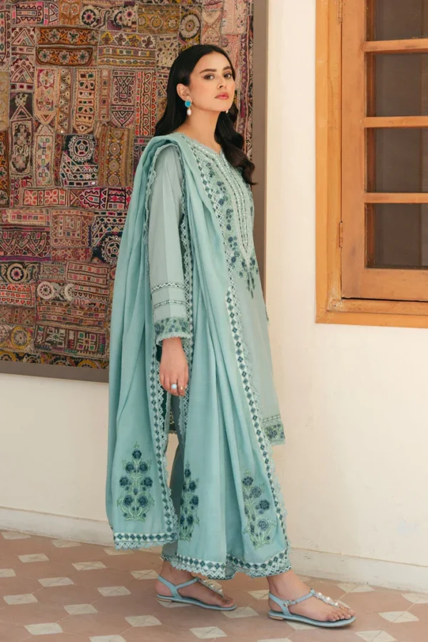 Lawn Unstitched Embroidered shirt With Printed Monar Dupatta
