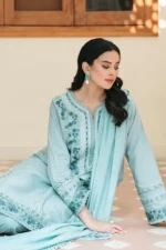 Lawn Unstitched Embroidered shirt With Printed Monar Dupatta
