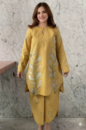 MB-2840 2 Piece-Unstitched Embroidered Lawn With Lawn Embroidered Trouser