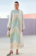 MB-2805B Lawn Unstitched Chicken Kari Embroidered Suit With Printed Organza Dupatta