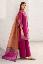 JZ-2830 3 Piece - Unstitched Embroidered Lawn Fabric With Embroidered Chiffon Dupatta