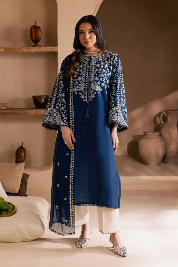 BT-2835 3 Piece - Unstitched Embroidered Lawn Fabric with Embroidered Chiffon Dupatta