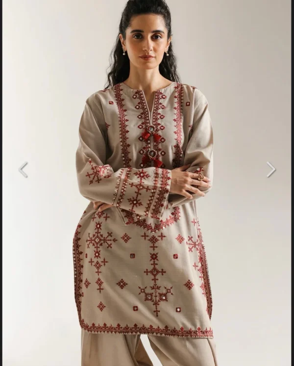 BT-2820 2 Piece-Unstitched Embroidered Lawn With Lawn Embroidered Trouser