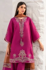 JZ-2830 3 Piece - Unstitched Embroidered Lawn Fabric With Embroidered Chiffon Dupatta