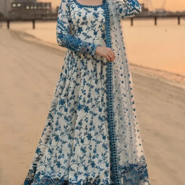 Faiza Saqlain- Lawn Embroidered Shirt With Embroidered Organza Dupatta
