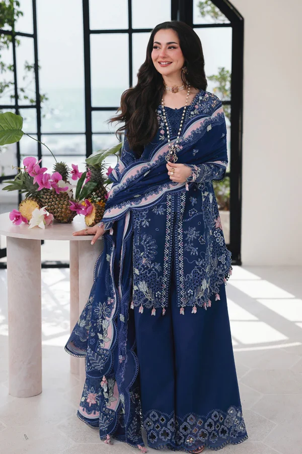 QL-2815 Lawn Unstitched Embroidered Suit With Embroidered Chiffon Dupatta