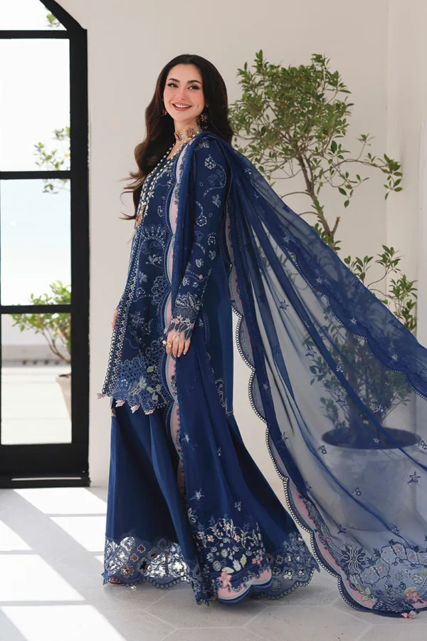 QL-2815 Lawn Unstitched Embroidered Suit With Embroidered Chiffon Dupatta