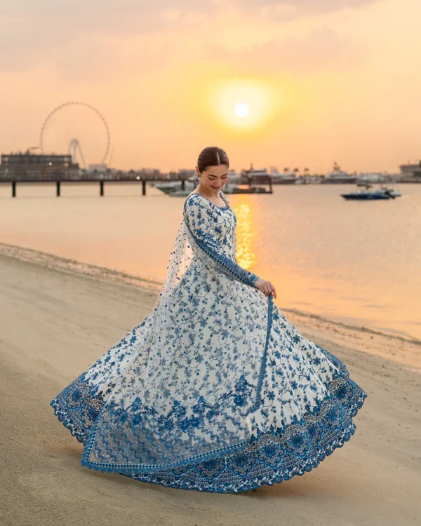 Faiza Saqlain- Lawn Embroidered Shirt With Embroidered Organza Dupatta
