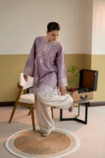 MB-2825 2 Piece-Unstitched Embroidered Lawn With Lawn Embroidered Trouser