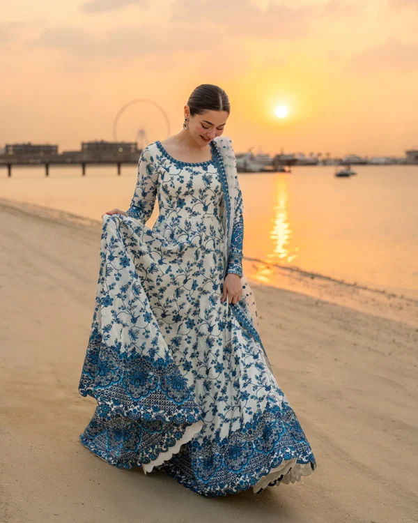 Faiza Saqlain- Lawn Embroidered Shirt With Embroidered Organza Dupatta