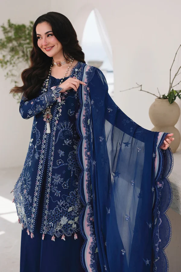 QL-2815 Lawn Unstitched Embroidered Suit With Embroidered Chiffon Dupatta