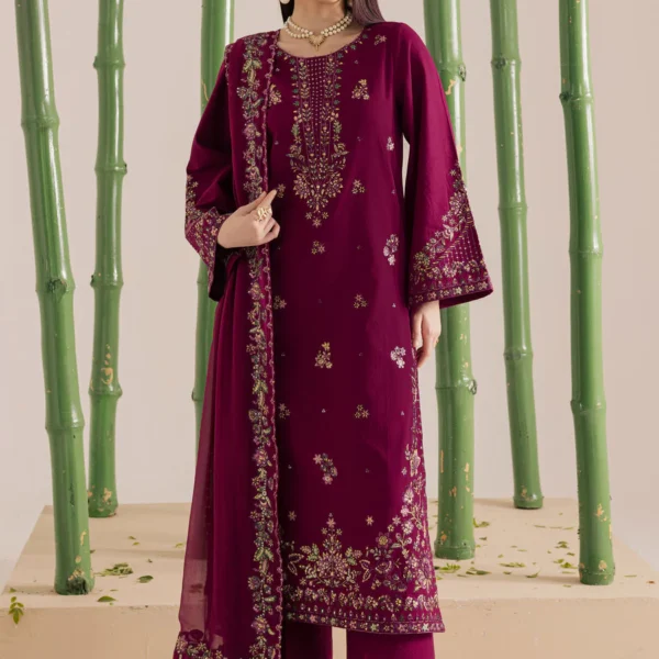 BT-2860 Lawn Unstitched Fully Embroidered With Embroidered Chiffon Dupatta