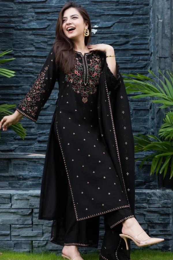 BT2800 HIGHLY RECOMMENDED Unstitched Fully Embroidered Lawn Suit With Embroidered Bamber Chiffon Dupatta