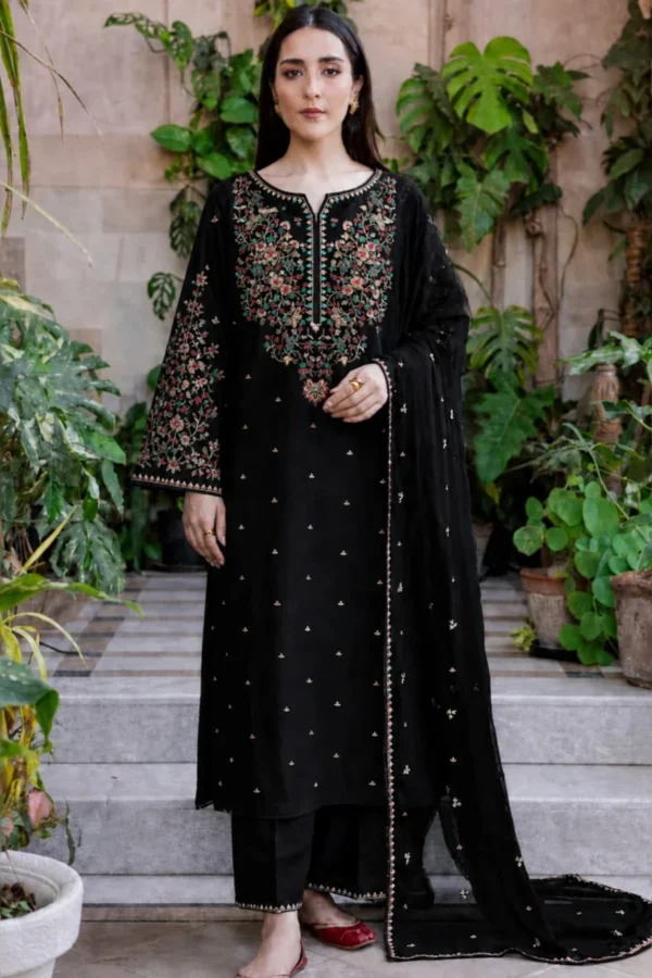 BT2800 HIGHLY RECOMMENDED Unstitched Fully Embroidered Lawn Suit With Embroidered Bamber Chiffon Dupatta