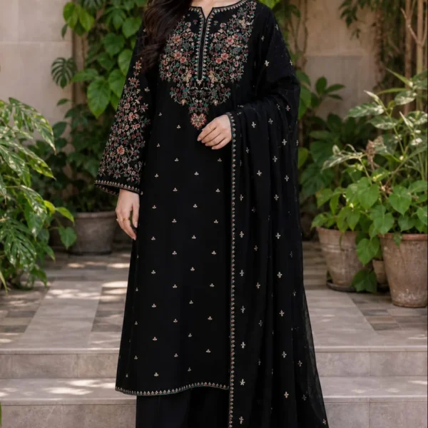 BT2800 HIGHLY RECOMMENDED Unstitched Fully Embroidered Lawn Suit With Embroidered Bamber Chiffon Dupatta