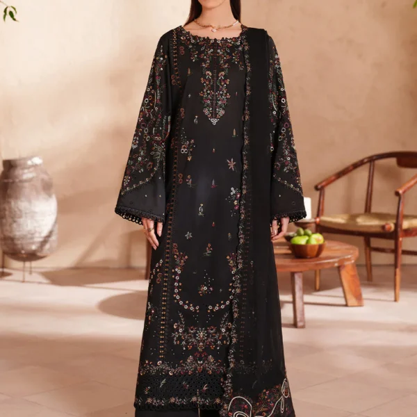 Unstitched Fully Embroidered Lawn Suit With Chiffon (4 Sided Embroidered Lace) Embroidered Dupatta